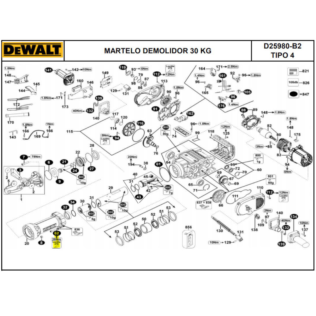 Parafuso para Martelo Demolidor D25980-b2 Dewalt 949886-35 - Imagem 3