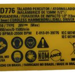 Etiqueta P Dcd776 Tipo 10 Para Parafusadeira Dcd776 Dewalt N861150